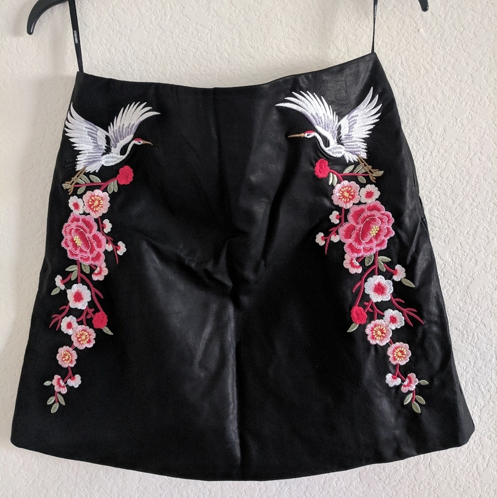 Forever 21 Embroidered Leather Skirts